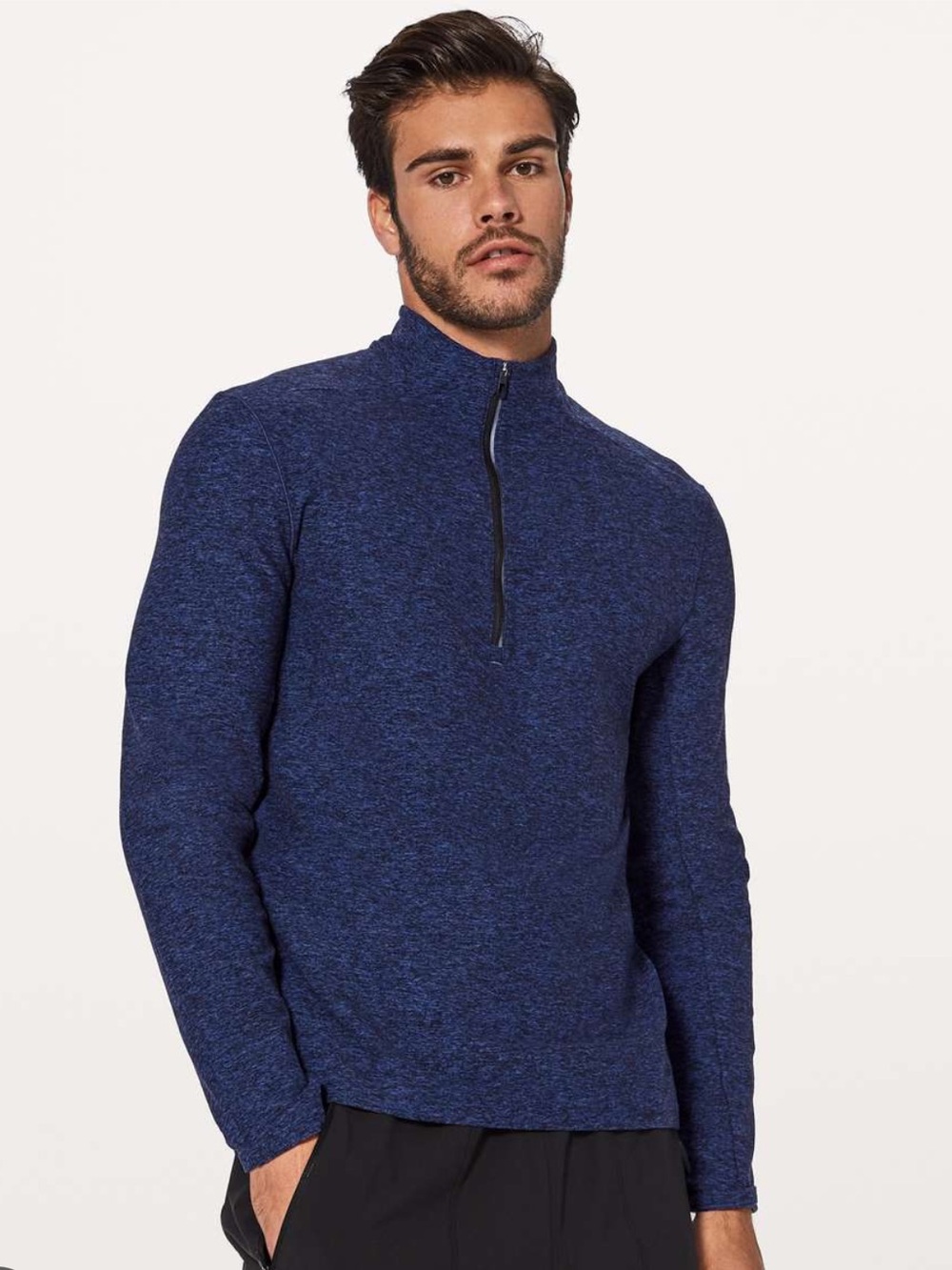 lululemon athletica Men's Surge Warm 1/2 Zip Sweater Heathered Navy Blue